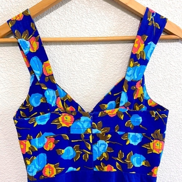Tracy Reese- Blue & Orange Floral Print Dress - Picture 3 of 14